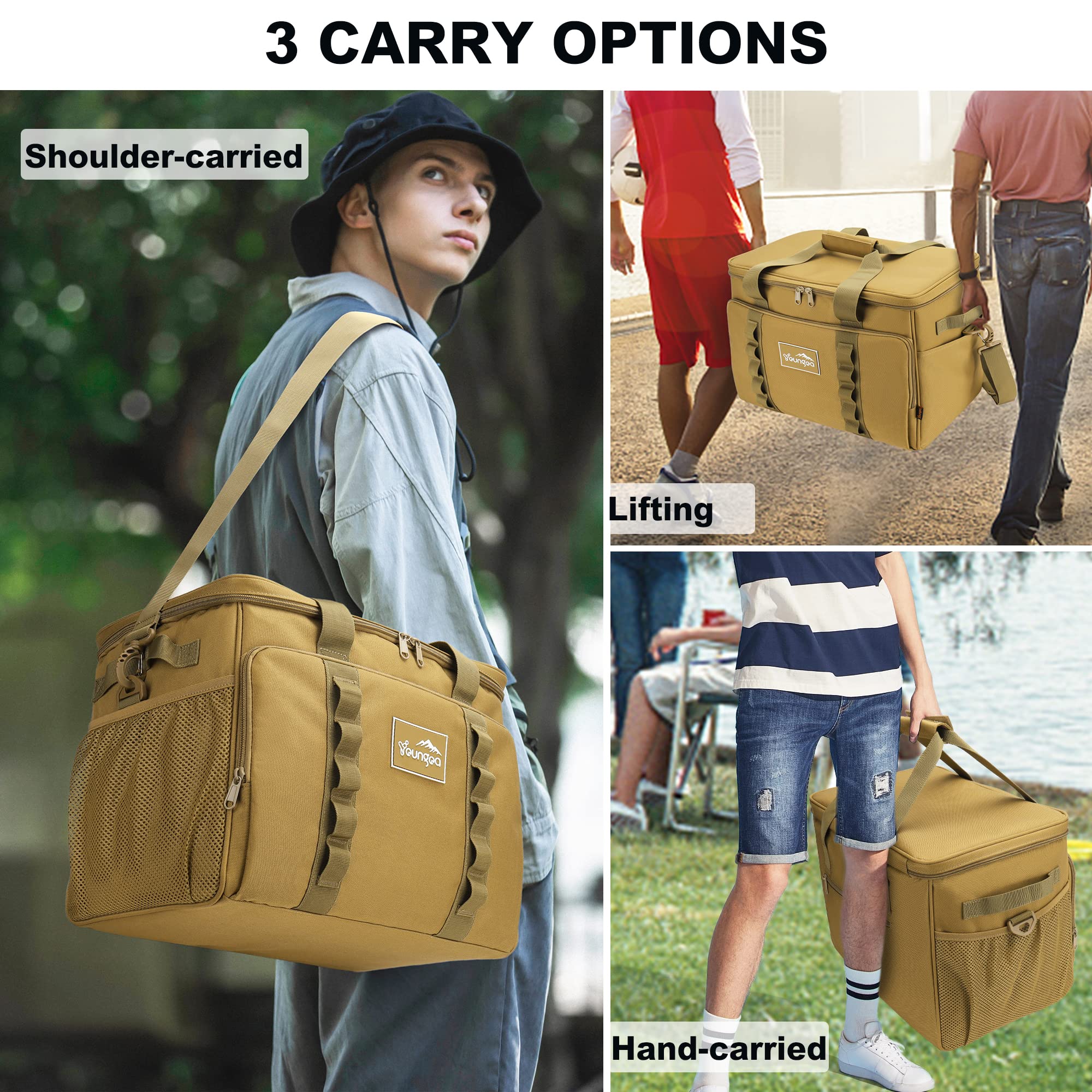 Soft Insulated Cooler Bag 48-Can Leakproof Soft Sided Cooler Large Collapsible Portable Cooler Bags 32L For Picnic, Waterproof S