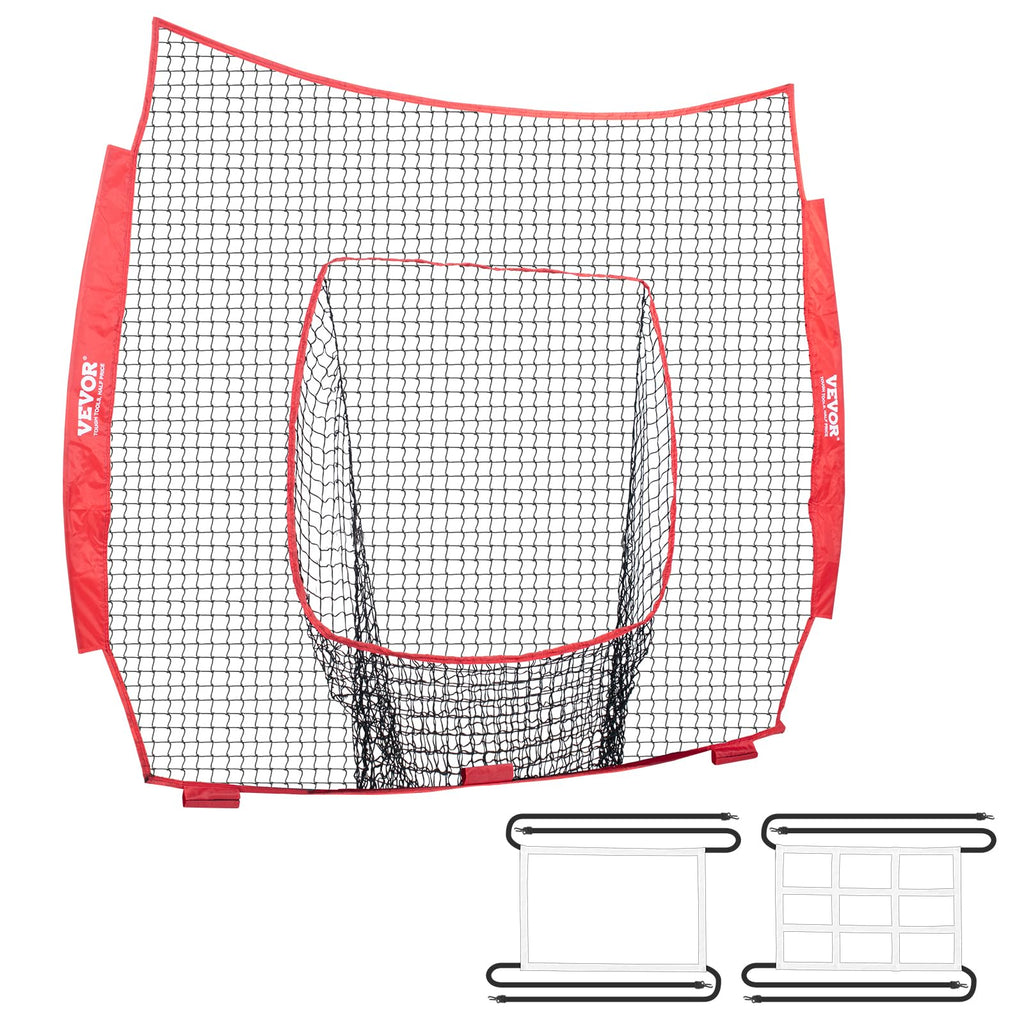 Vevor 7X7 Ft Baseball Softball Practice Net, Portable Baseball Training Net For Hitting Batting Catching Pitching, Backstop Base