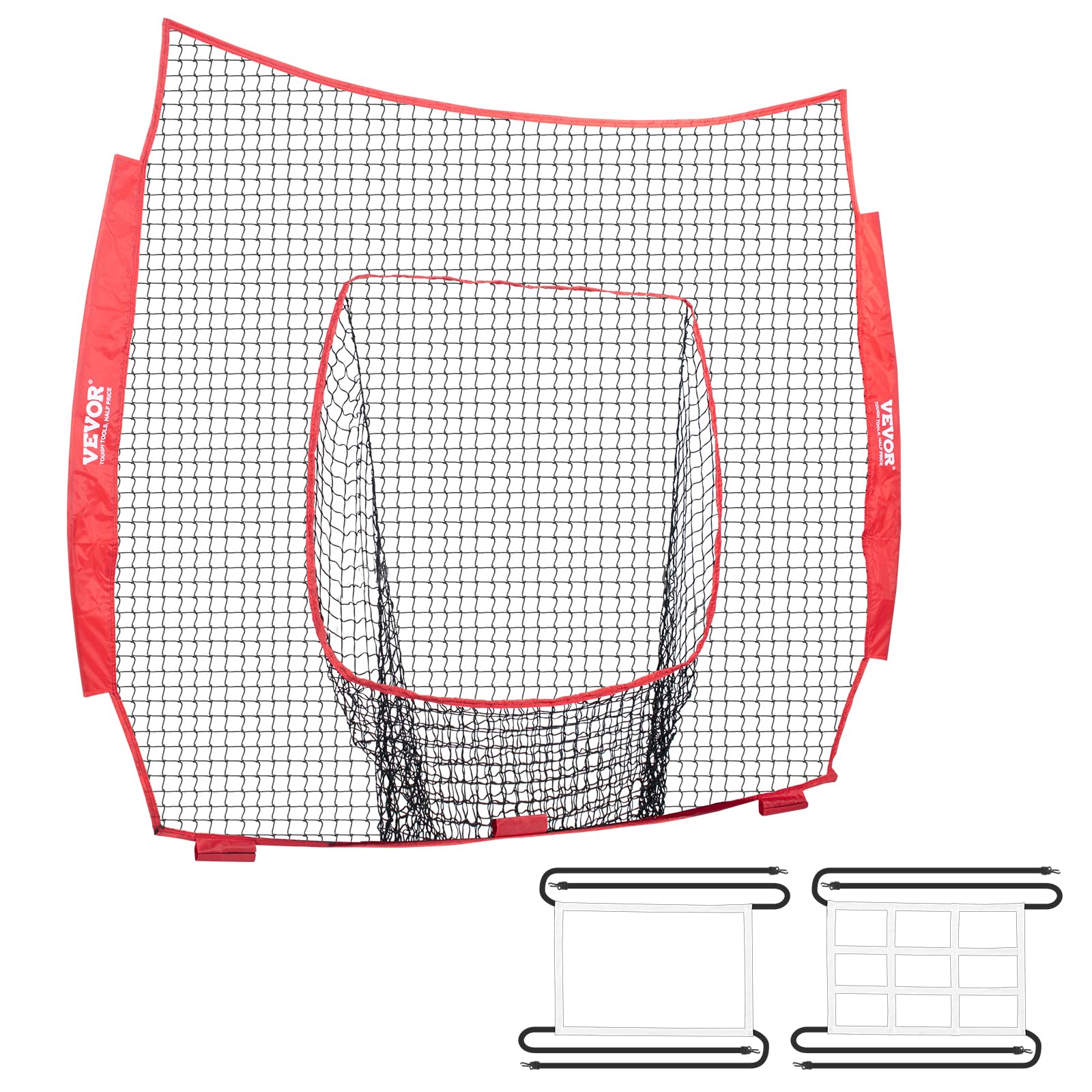 Vevor 7X7 Ft Baseball Softball Practice Net, Portable Baseball Training Net For Hitting Batting Catching Pitching, Backstop Base