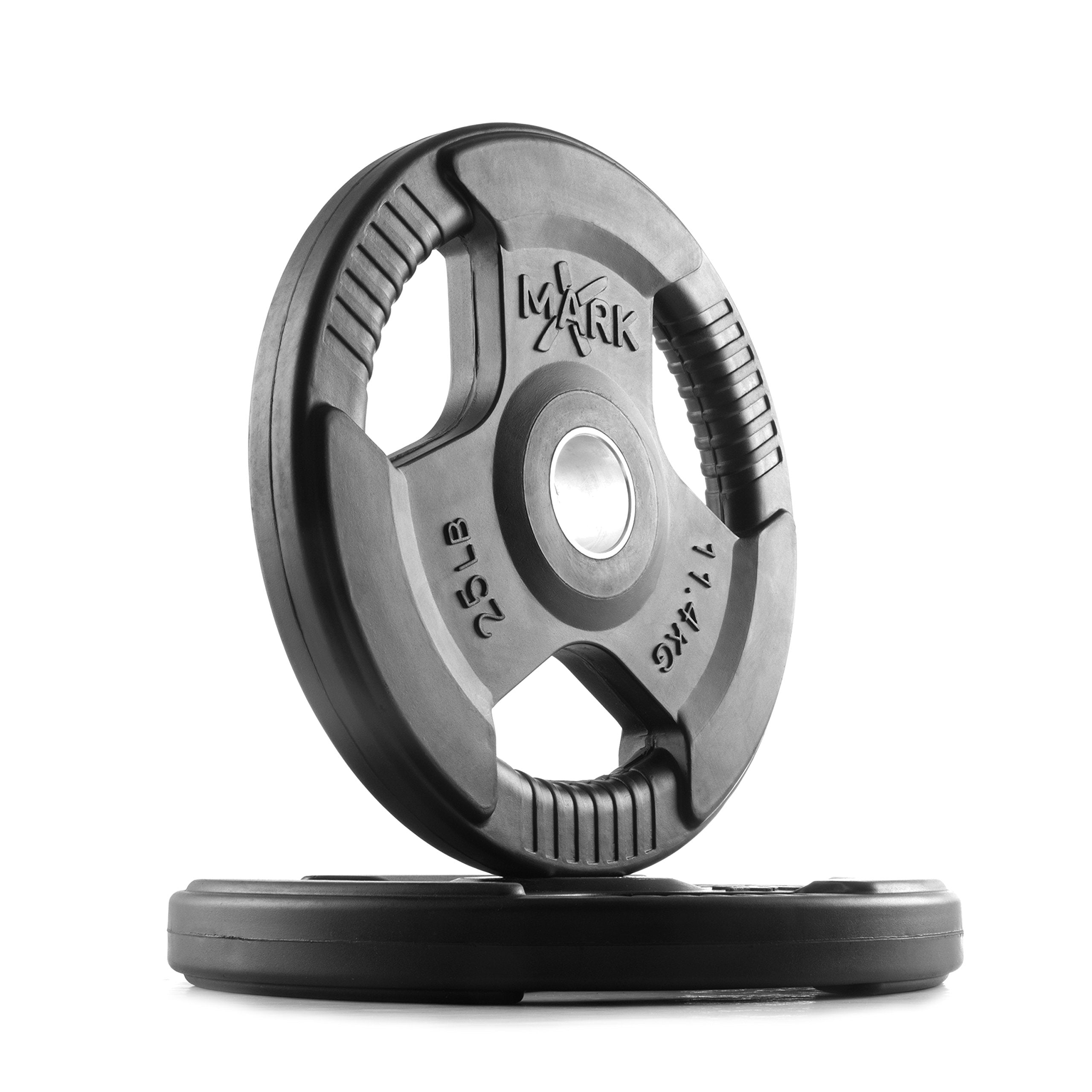Xmark Tri-Grip (Two 10 Lb, Four 5 Lb, And Two 2.5 Lb) Olympic Plates, One-Year Warranty, Olympic Weight Plates, Classic Design, 