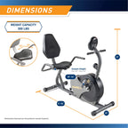 Marcy Magnetic Recumbent Bike With Adjustable Resistance And Transport Wheels Ns-716R, 11.00 X 22.00 X 31.00''