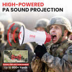Pyle Megaphone Speaker Pa Bullhorn - With Built-In Siren 30 Watt Voice Recorder & 800 Yard Range - Ideal For Football, Soccer, B