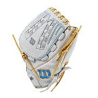 Wilson 2024 A1000 V125 12.5    Outfield Fastpitch Softball Glove - White/Blue/Blonde, Left Hand Throw