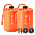 Esky Emergency Sleeping Bag, 2 Packs Waterproof Lightweight Thermal Bivy Sack, Survival Shelter Blanket Bags With Compass And Lo