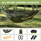 Travel Bird Camping Hammock With Mosquito Net And Ridge Rope, Extra Large For 2 Person, Lightweight Hanging Hammocks Tree Straps
