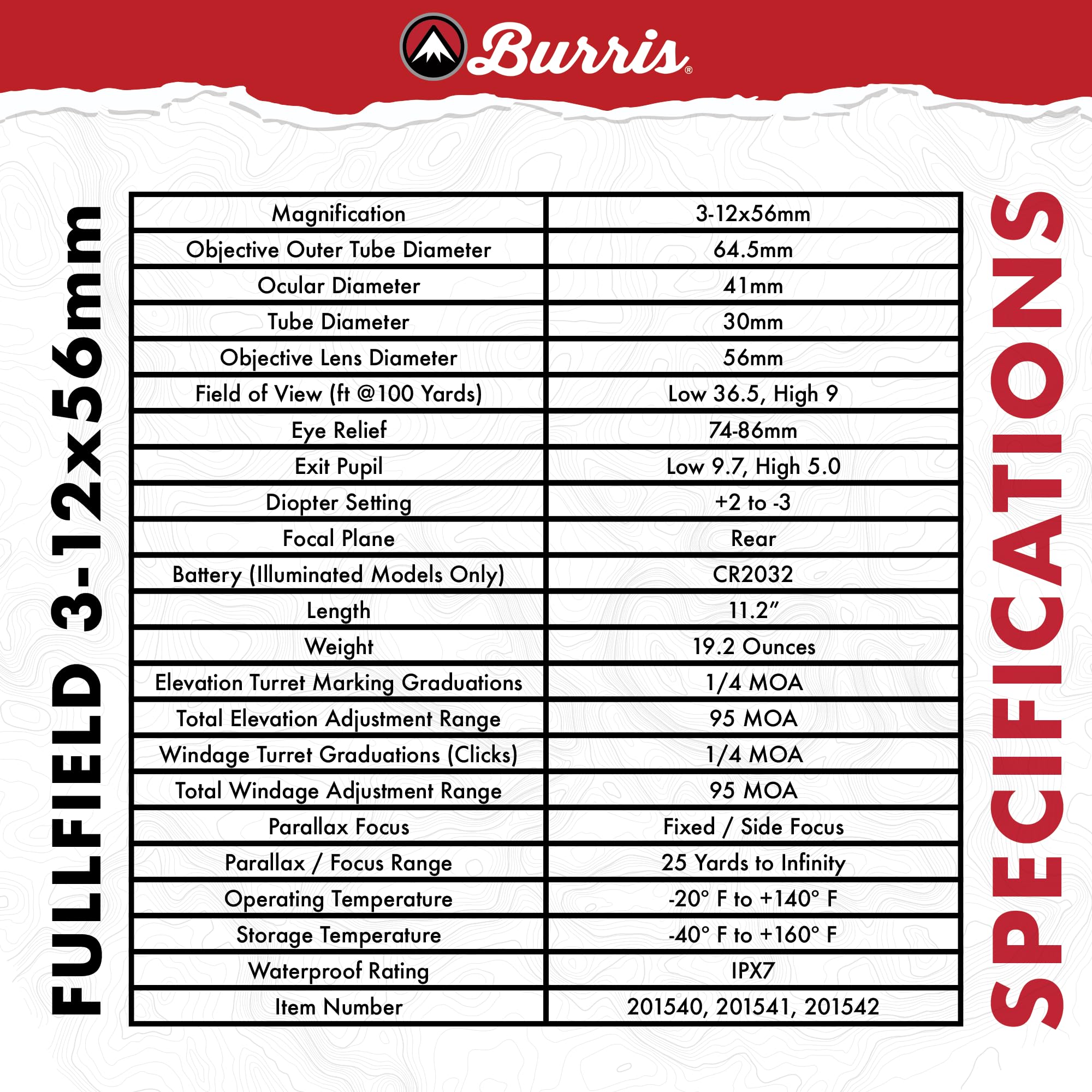 BURRIS Fullfield 3-12x56mm SC (30mm Tube) (201541)