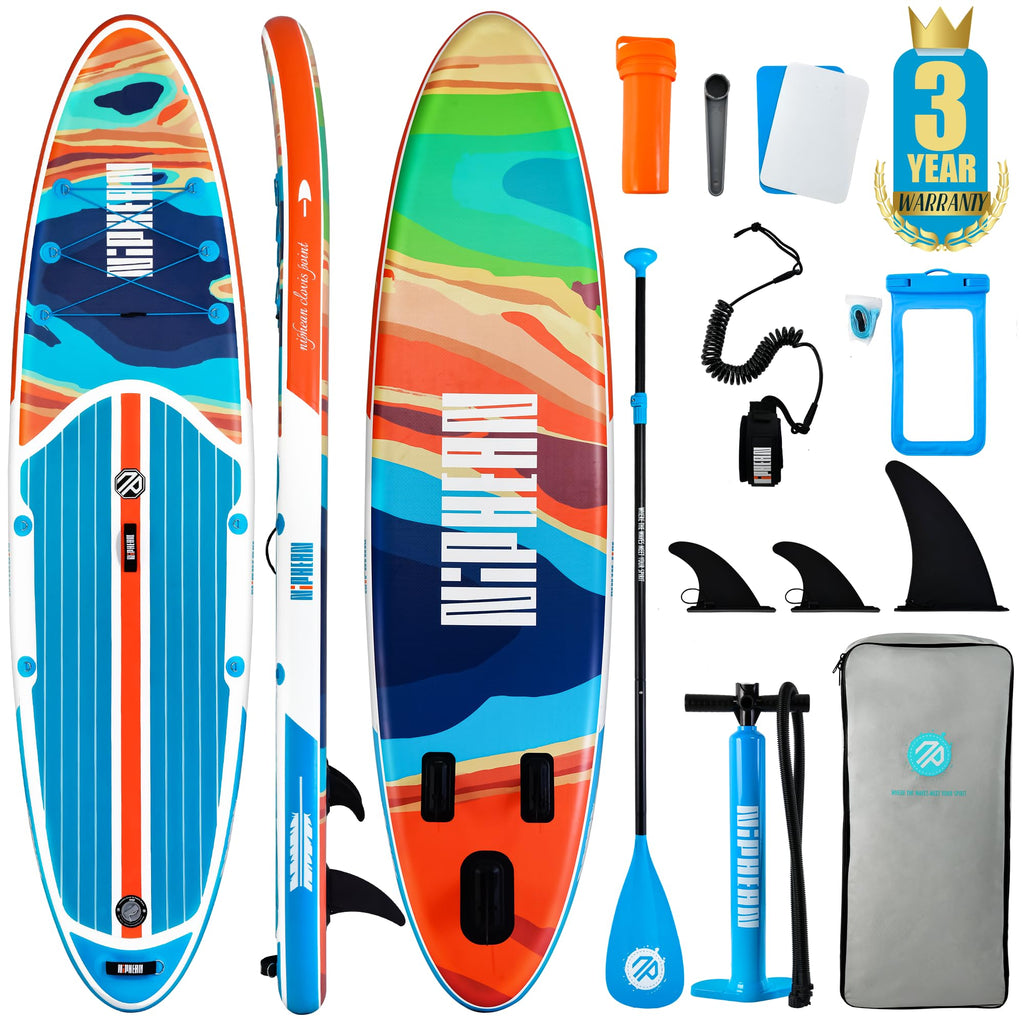 Niphean Inflatable Stand Up Paddle Board with SUP Accessories, Anti-Slip EVA Deck, 106 Inflatable Paddle Boards for Adults & 