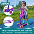Gotrax KS3 Kids Kick Scooter, LED Lighted Wheels, Adjustable Handlebars and Removable Seat, Lean-to-Steer & Widen Anti-Slip Deck