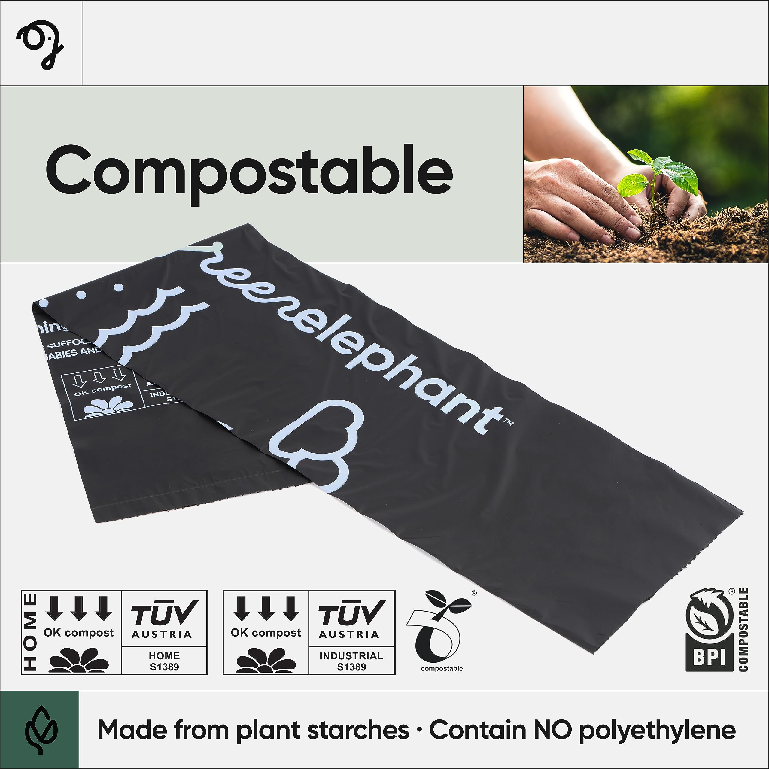 Green Elephant Portable Camping Toilet Bags - Compostable Potty Bags For Portable Toilet, Wag Bag Human Waste Kit, Fits 5-Gallon