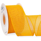 Ribbli Yellow Burlap Wired Ribbon,3 Inch X Continuous 10 Yard, Wired Edge Ribbon For Big Bow,Wreath,Tree Decoration,Outdoor Deco