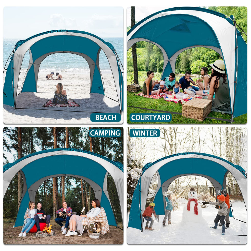 Unicamper Beach Tent 12 X 12Ft Large Upf50+ Pop Up Canopy With 2-Pcs Side Wall, Sun Shelter Rainproof, Waterproof For Camping Tr
