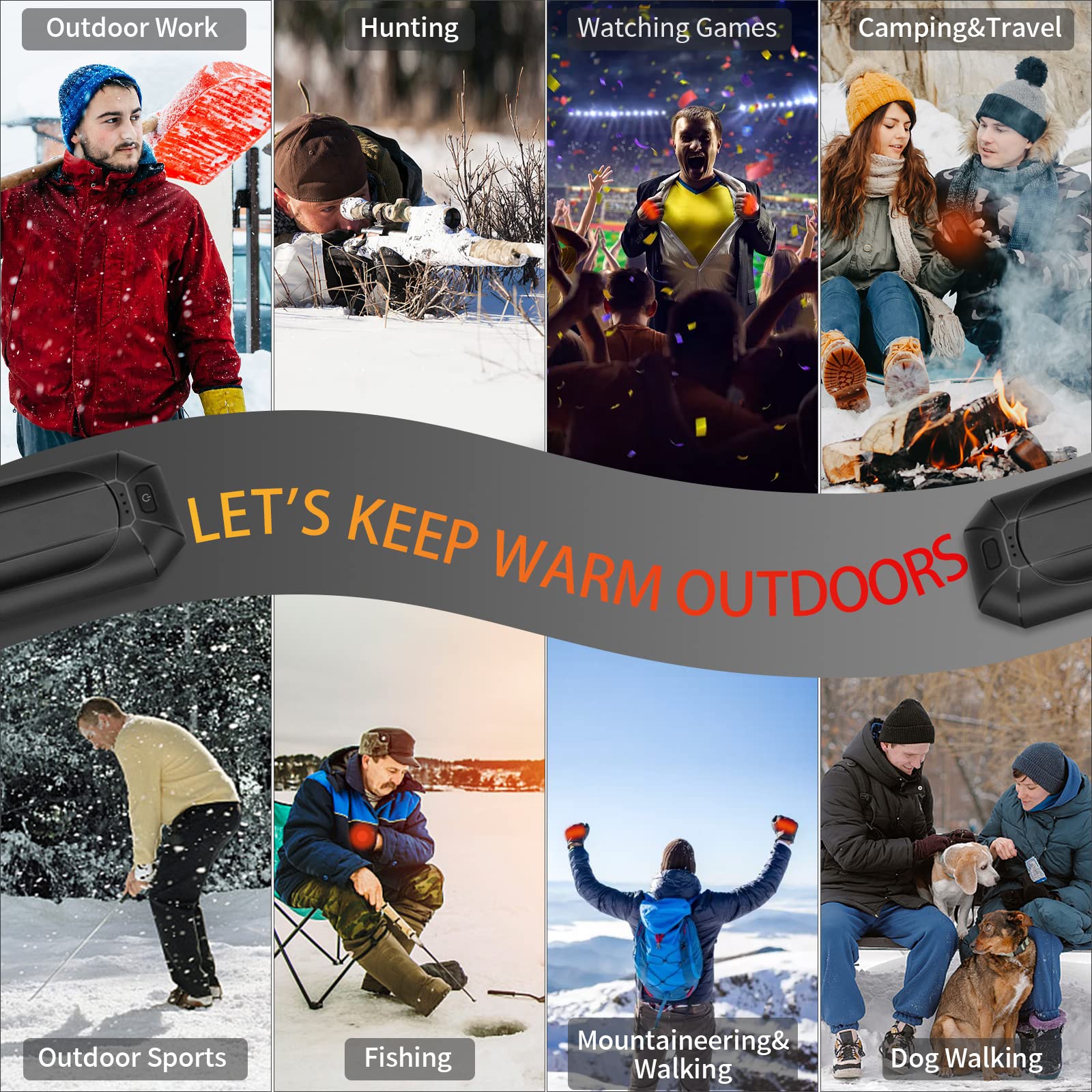 2-Pack Hand Warmers Rechargeable,Portable Electric Hand Warmers Reusable,2 In 1 Handwarmers,Outdoor/Indoor/Working/Studying/Camp