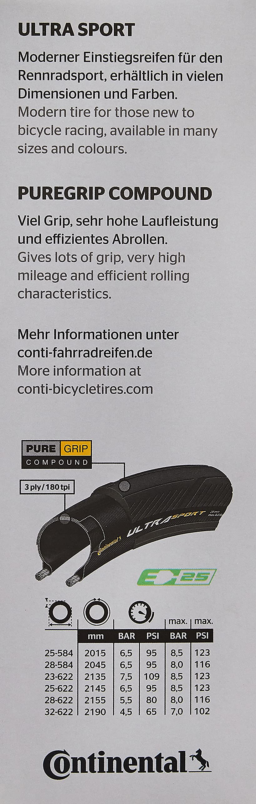 Continental Ultra Sport Iii 700X23 Black Folding Puregrip