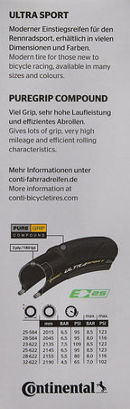 Continental Ultra Sport Iii 700X23 Black Folding Puregrip