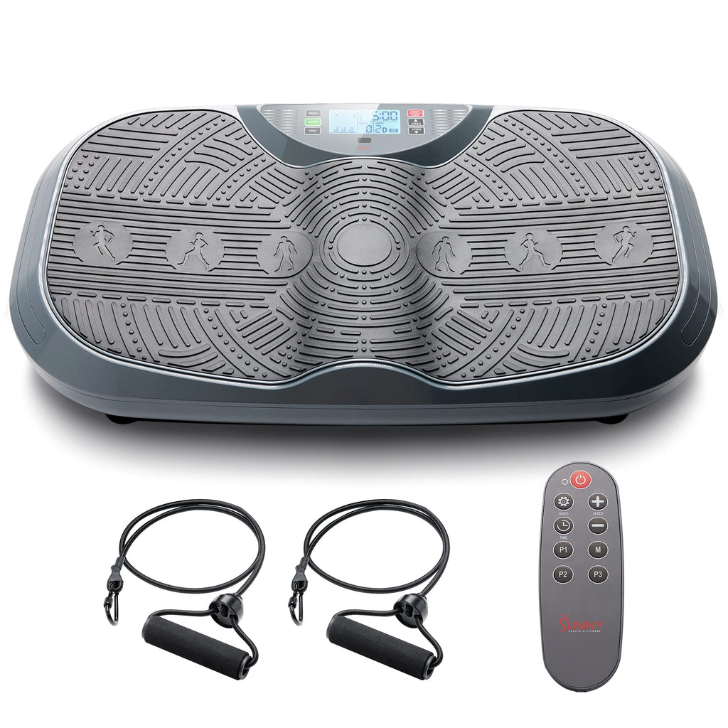 Sunny Health & Fitness Curved Vibration Plate Machine - 3D Vibrating Platform for Lymphatic Drainage & Weight Loss | Whole Body