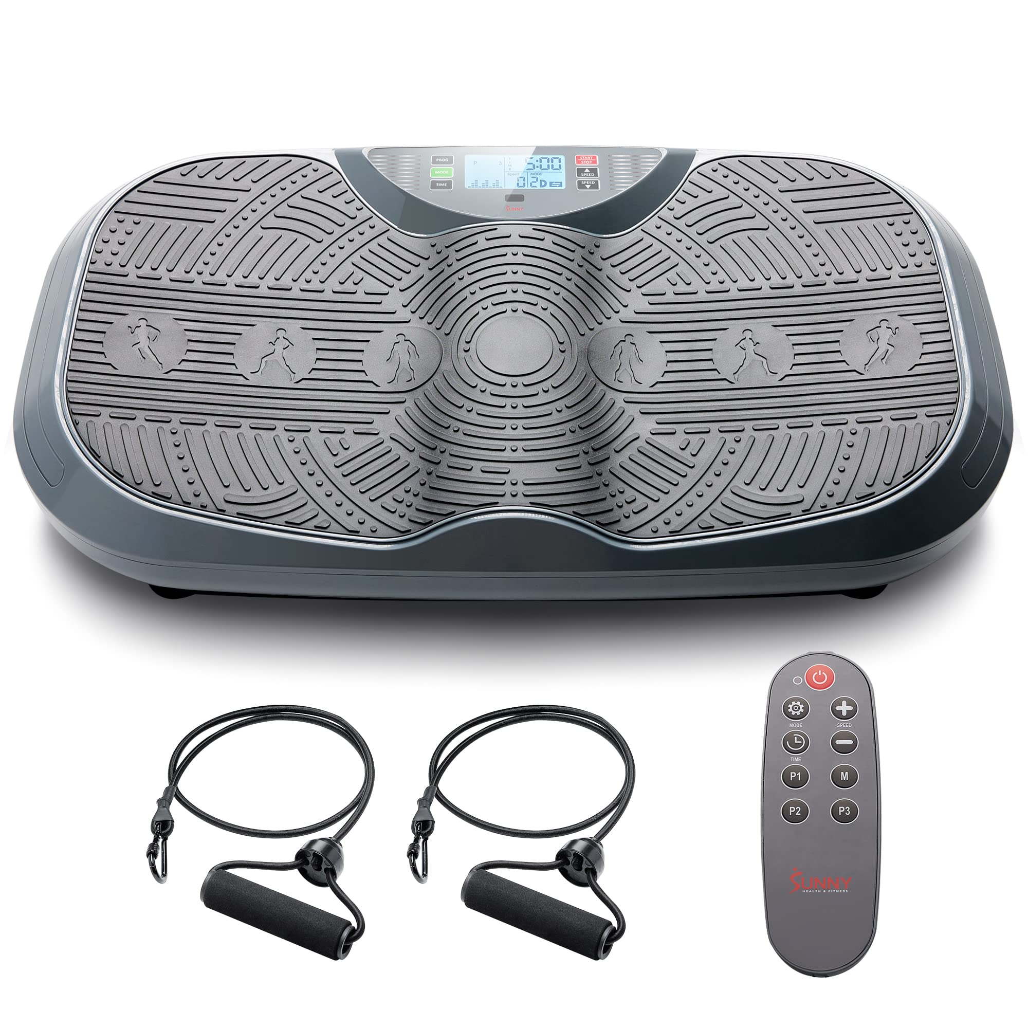 Sunny Health & Fitness Curved Vibration Plate Machine - 3D Vibrating Platform for Lymphatic Drainage & Weight Loss | Whole Body