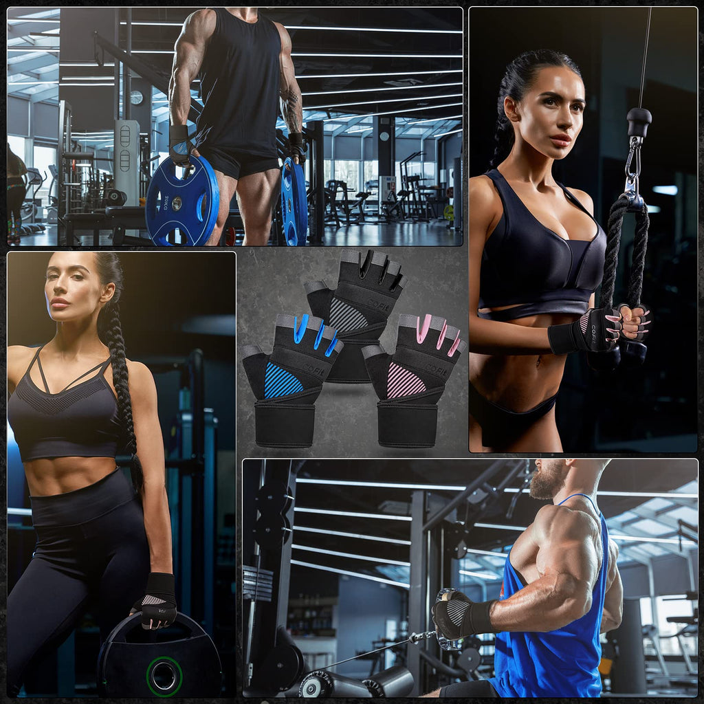 COFIT Breathable Workout Gloves, Antislip Weight Lifting Gym Gloves for Men Women with Wrist Wrap Support, Superior Grip & Palm