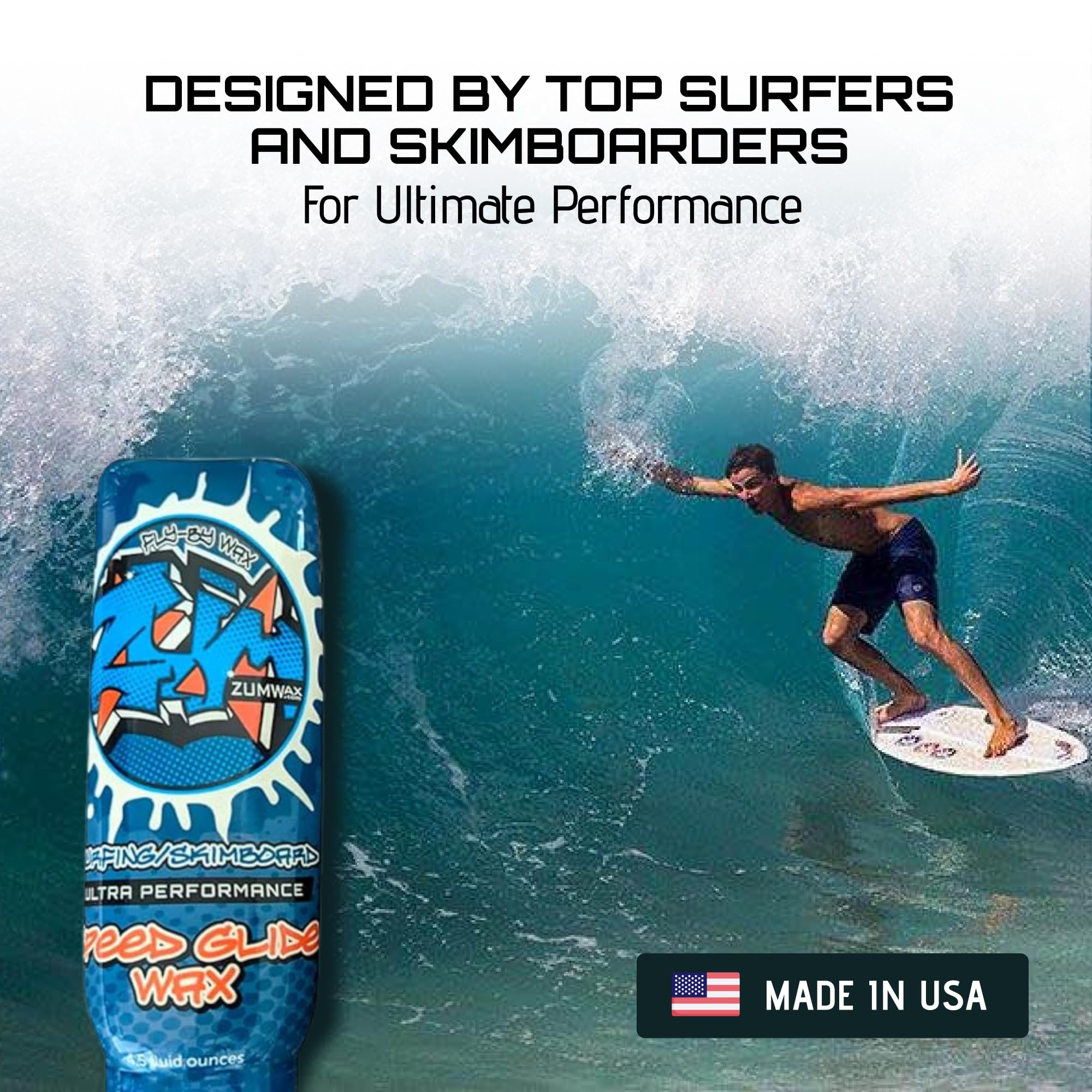 Zumwax Surfing And Skimboard Ultra Performance Speed Wax - Nano Technology High Fluoro Rub On Paste - All Temperature!!! The Fas