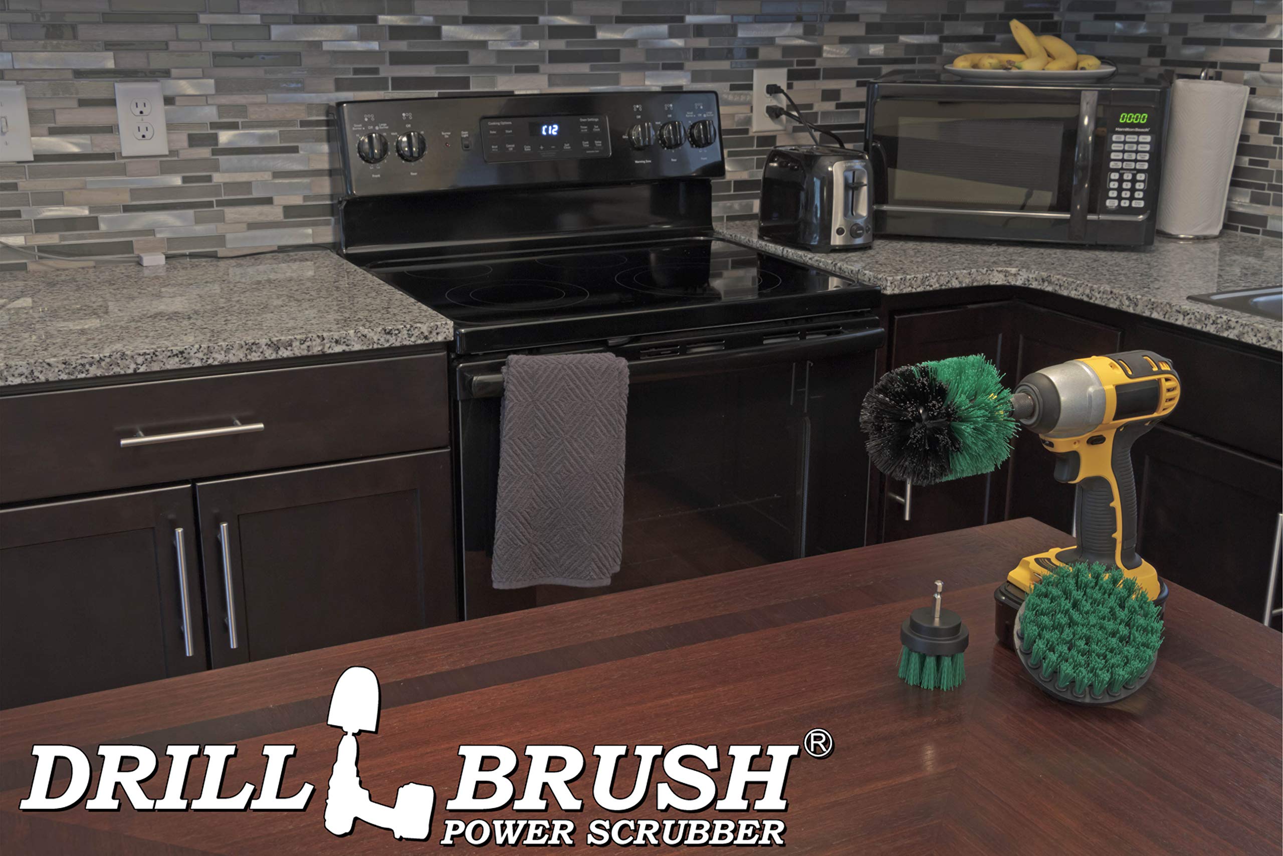 Drillbrush Green Kitchen Cleaning Drill Brushes - Stainless Steel Sink Cleaner/Copper Sink Cleaner - Electric Stove Cleaner/Gas