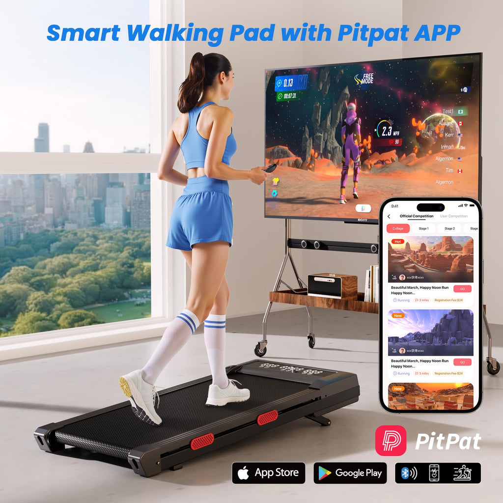 Superun Walking Pad With 9% Auto Incline, Under Desk Treadmills For Home And Office Small Space, 2.5 Hp Portable Mini Jogging Ma