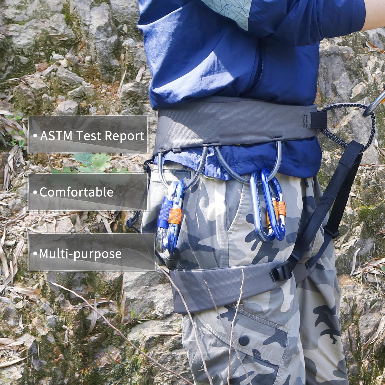 Newdoar Climbing Harness, Mountaineering Rock Climbing Harness, Half Body Harness For Rappelling Fire Rescuing Tree Climbing (Gr