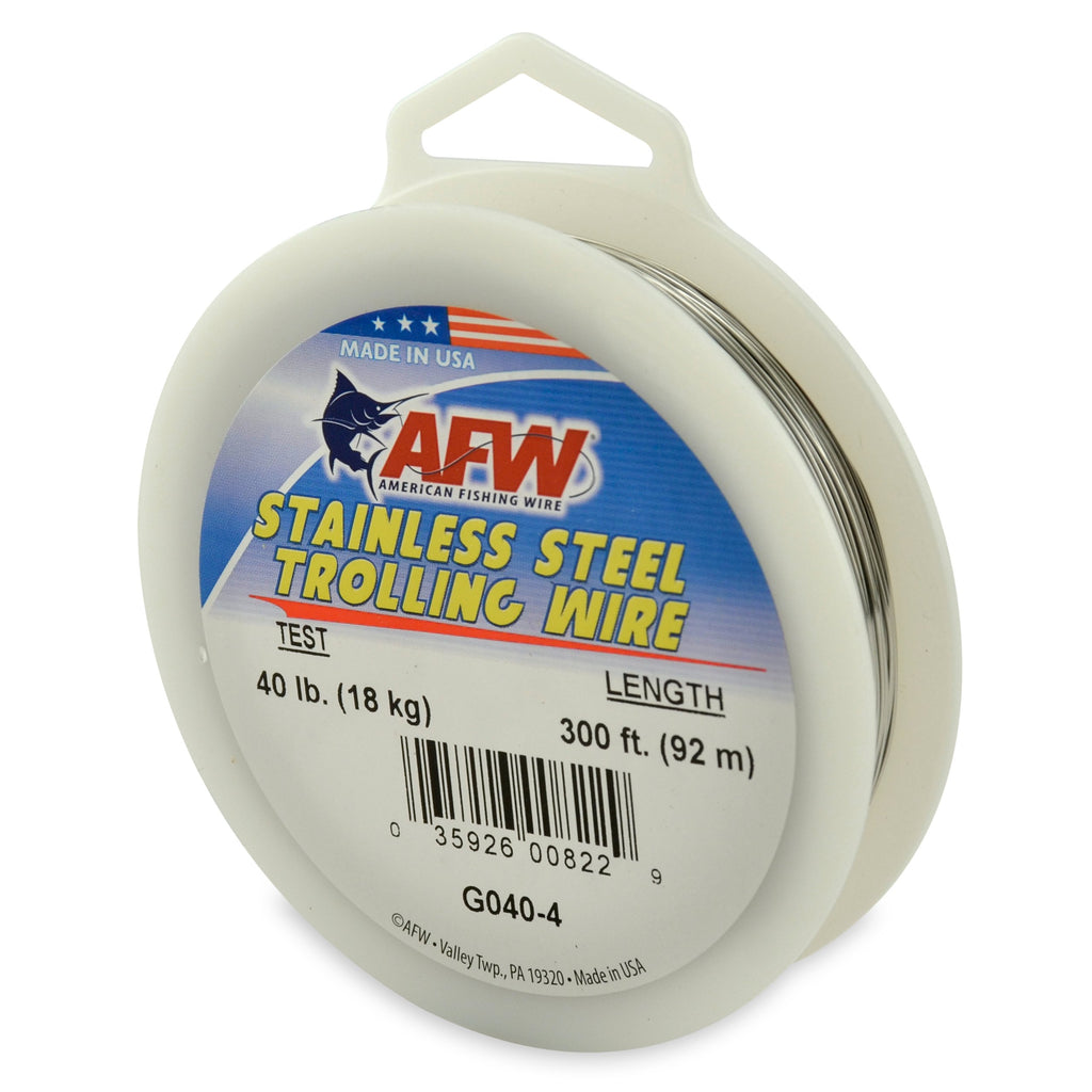 American Fishing Wire Stainless Steel Trolling Wire (Single Strand), Bright Color, 40 Pound Test, 300-Feet