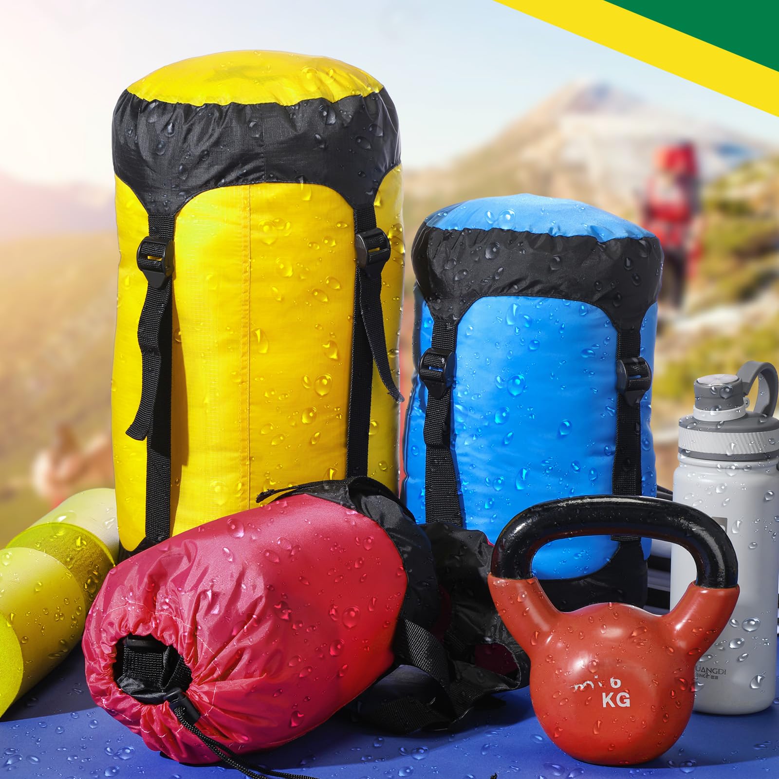 Glicraft 5 Pcs 5L/10L/15L/20L/35L Camping Sleeping Bag Compression Sacks For Backpacking Water Resistant Sleeping Bag Stuff Sack