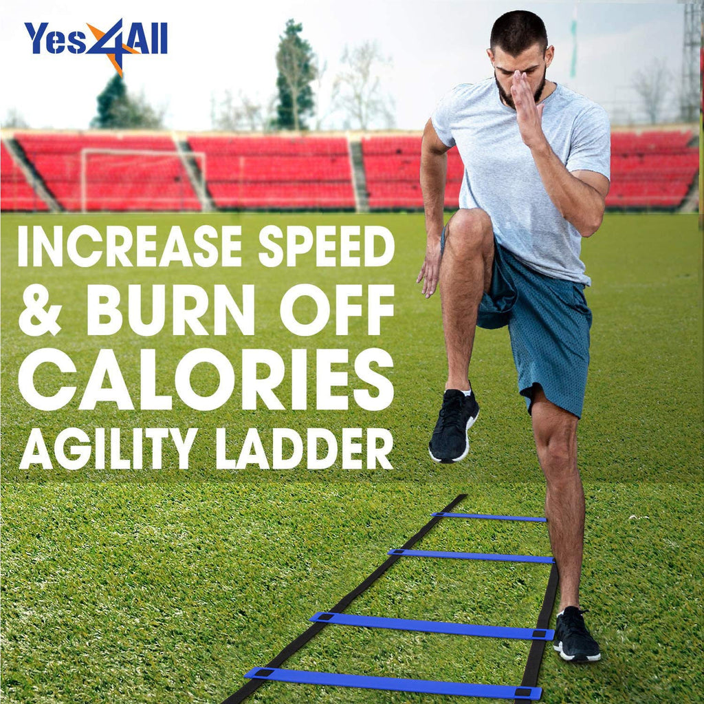 Yes4All Speed Agility Ladder Training Equipment With Carry Bag - 12 Rungs Blue