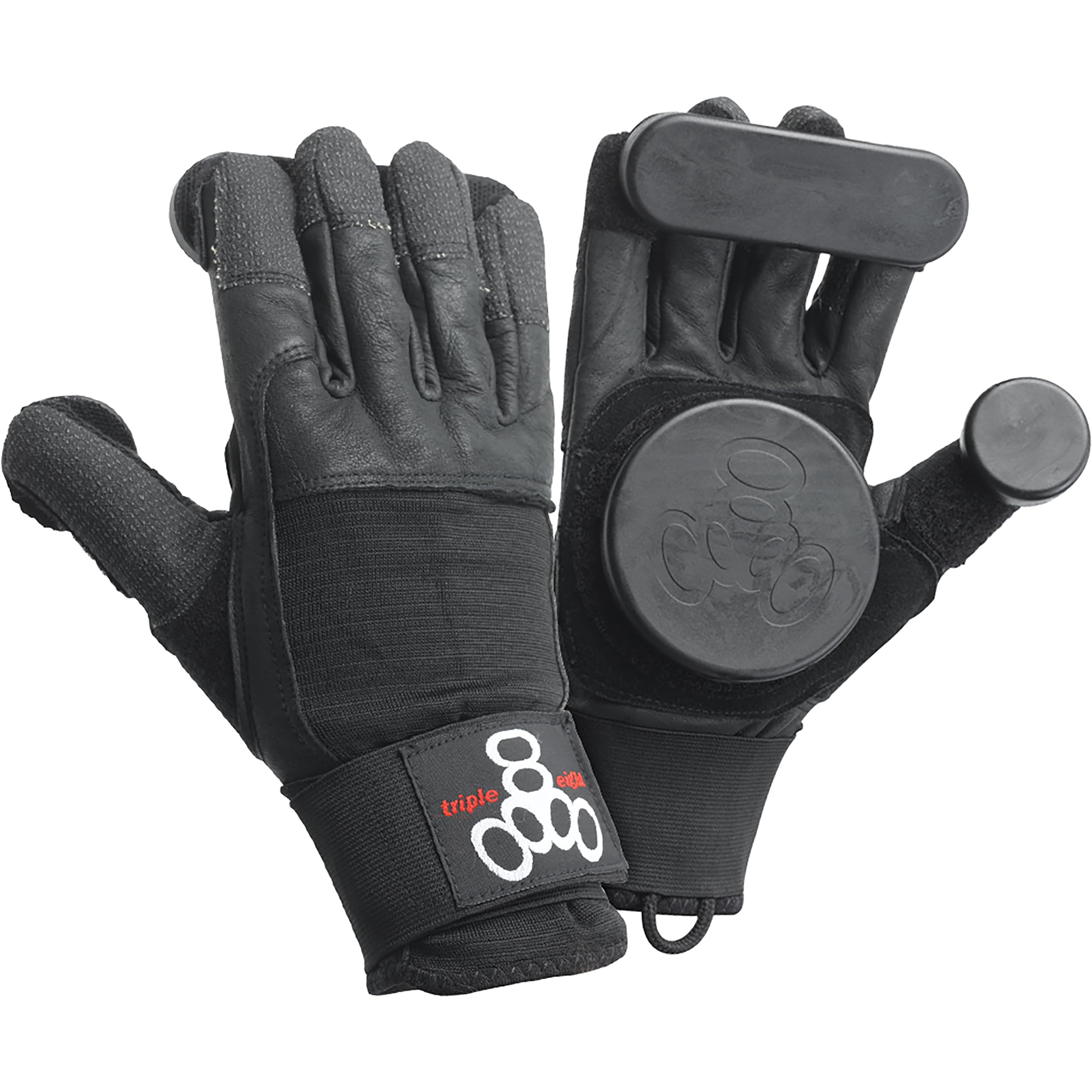 Triple Eight Sliders Longboard Slide Gloves with Finger Puck (1-Pair), Small/Medium , Black