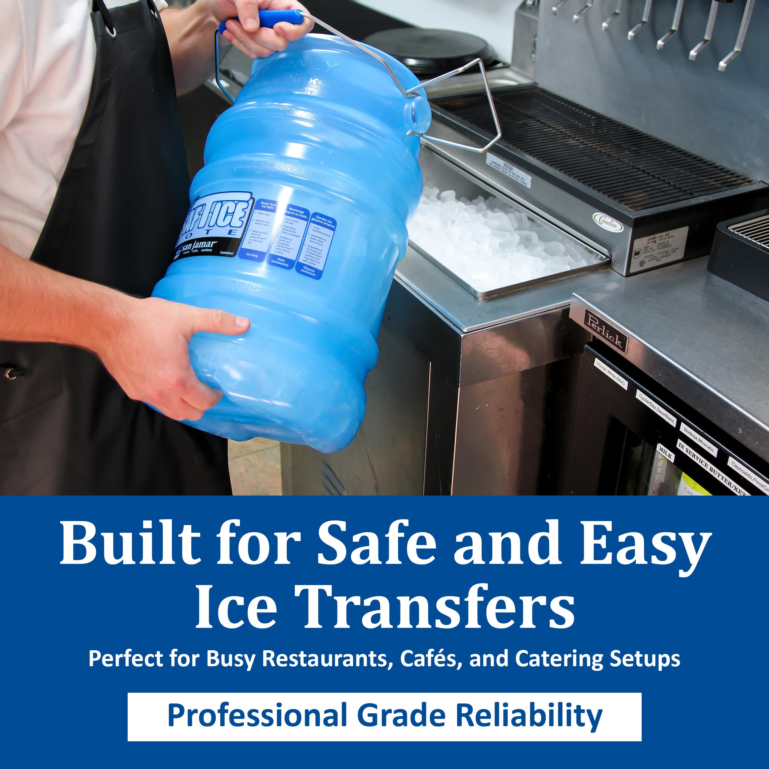 SPARTA San Jamar Saf-T-Ice Plastic Ice-Tote, 6 Gallons, Blue