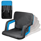 Oniva - A Picnic Time Brand Ventura Portable Reclining Stadium Seat, (Waves Collection - Gray With Vista Blue Accents)