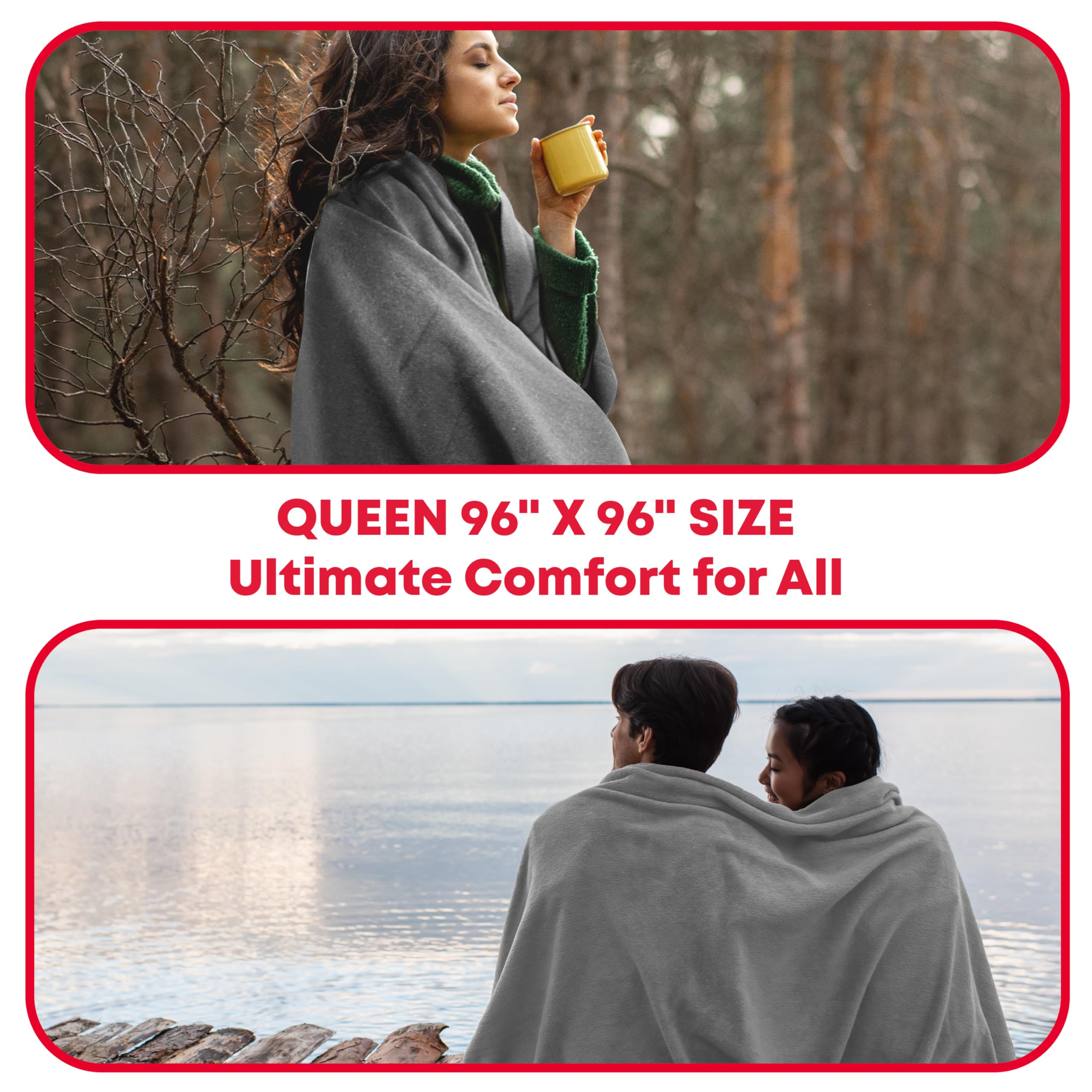 Military Wool Blanket - 95% Wool, Washable, Perfect For Outdoors, Camping, Picnics, Travel, Car & Bushcraft Emergency Blanket, 9