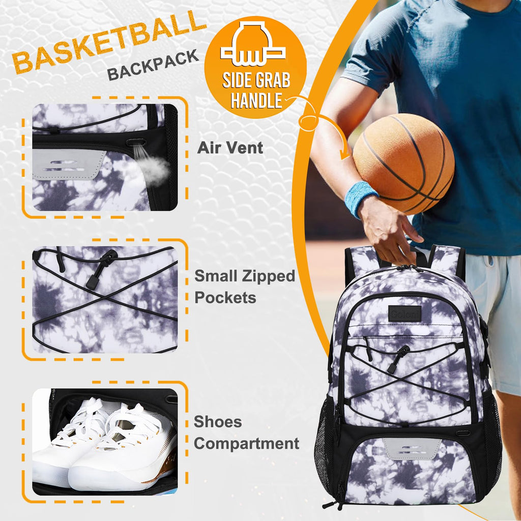 Goloni Soccer Backpack,Basketball bag with Ball Compartment & Shoe Compartment,Backpack for Soccer, Football, Volleyball, Swim,
