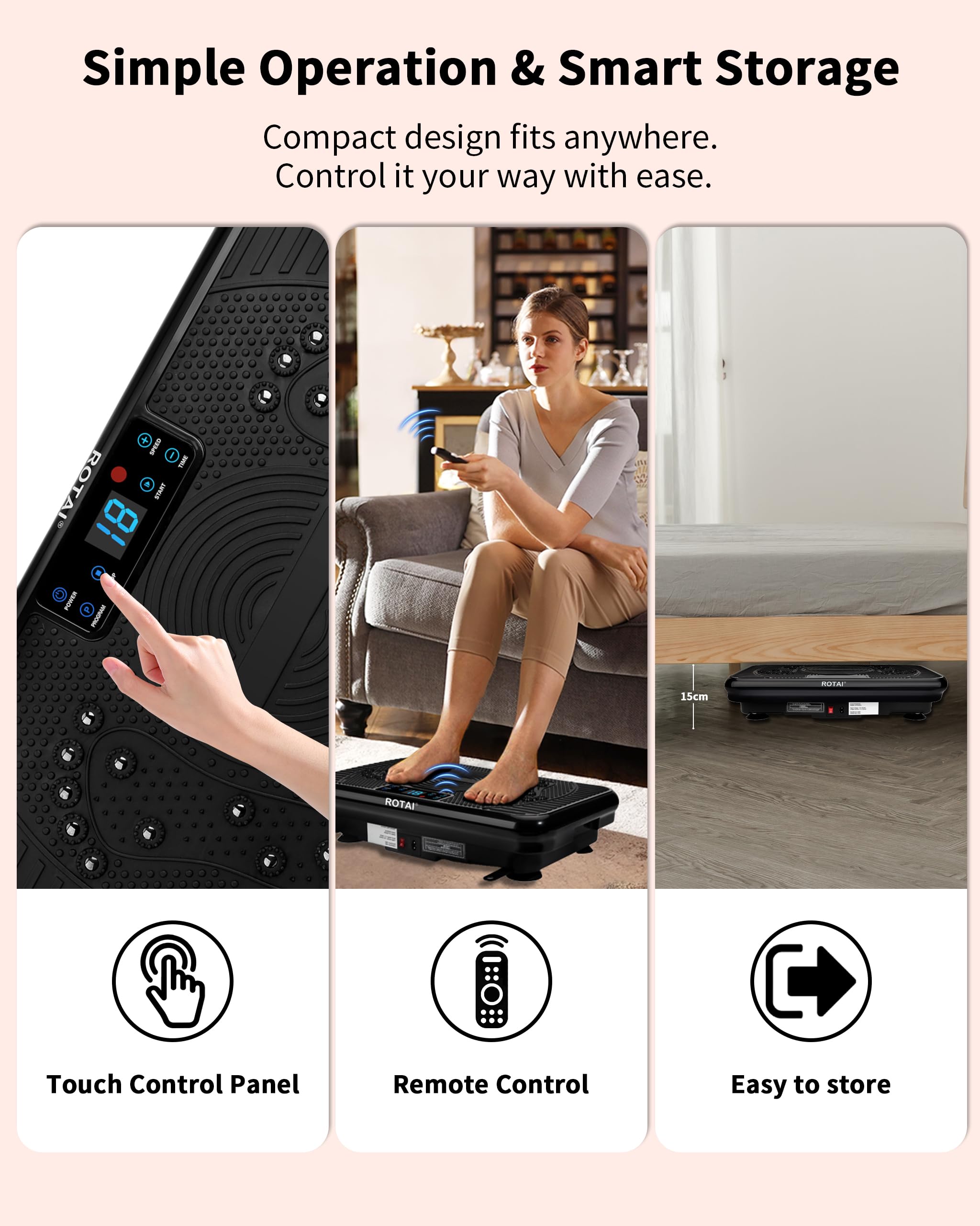 ROTAI Vibration Plate Exercise Machine for Lymphatic Drainage Massager & Weight Loss, Shake Plate 400 lbs Capacity, Whole Body V