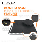 Cap Barbell 1/2-Inch Interlocking Eva Foam Exercise Puzzle Mats - 3 Pack | 24'' X 24'' X 1/2'' | Tatami Pattern - Blue