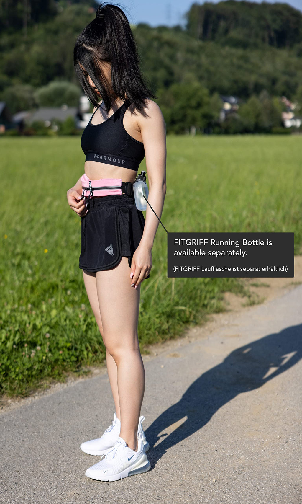 Fitgriff Running Belt For Men & Women - Secure Jogging Pouch For Phone, Keys & Essentials - For All Cell Phones (Pink, 33.5'' -