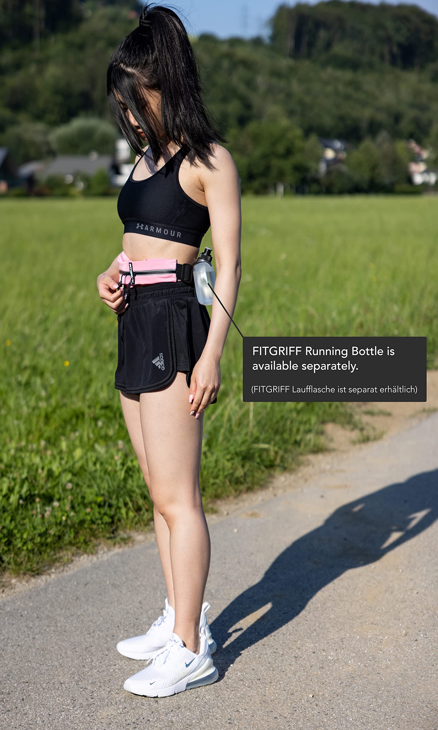 Fitgriff Running Belt For Men & Women - Secure Jogging Pouch For Phone, Keys & Essentials - For All Cell Phones (Pink, 33.5'' -