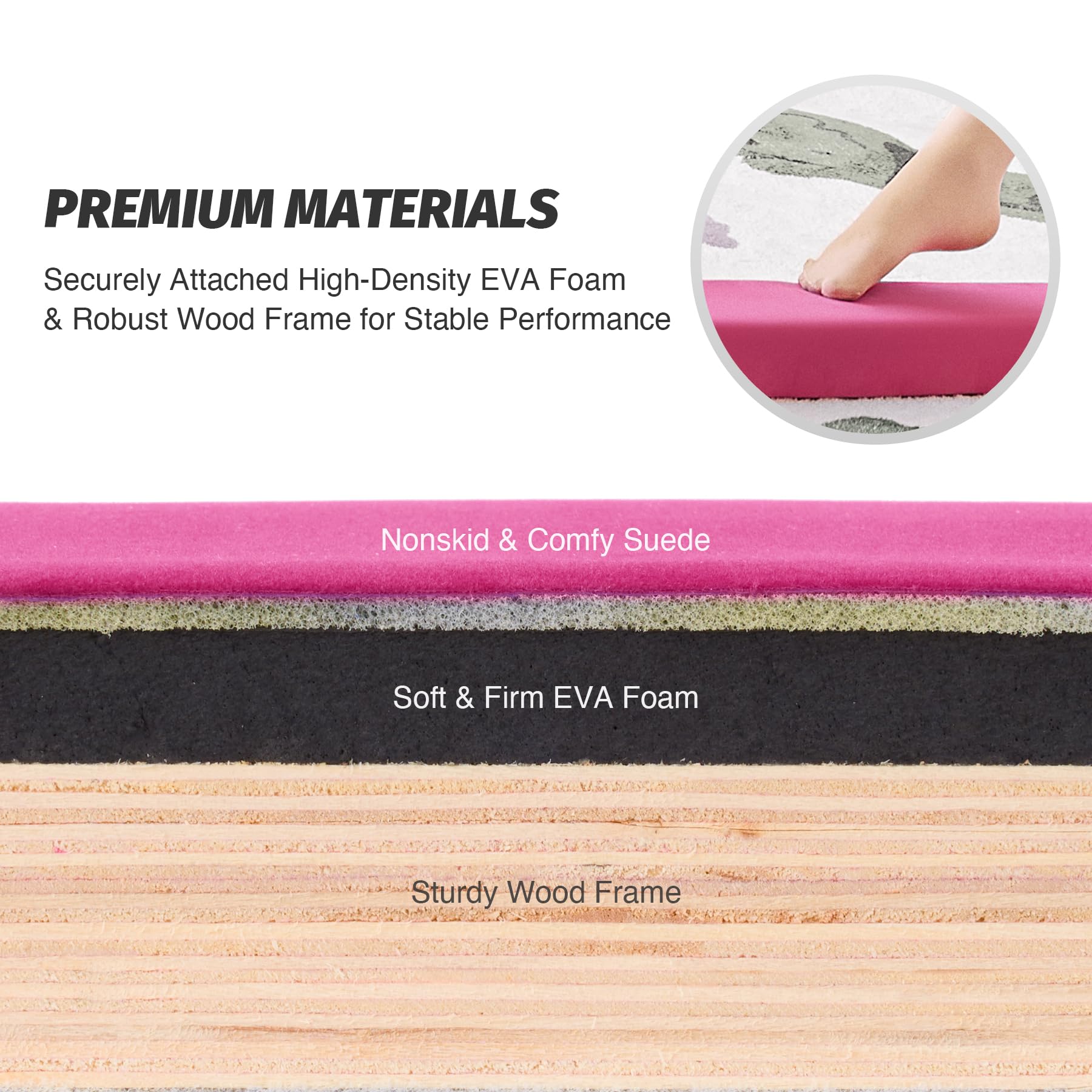 Zelus 8' Folding Gymnastics Balance Beam, Floor Balance Beam W/Carry Handles Anti-Slip Base, Beginners & Professional Gymnasts (