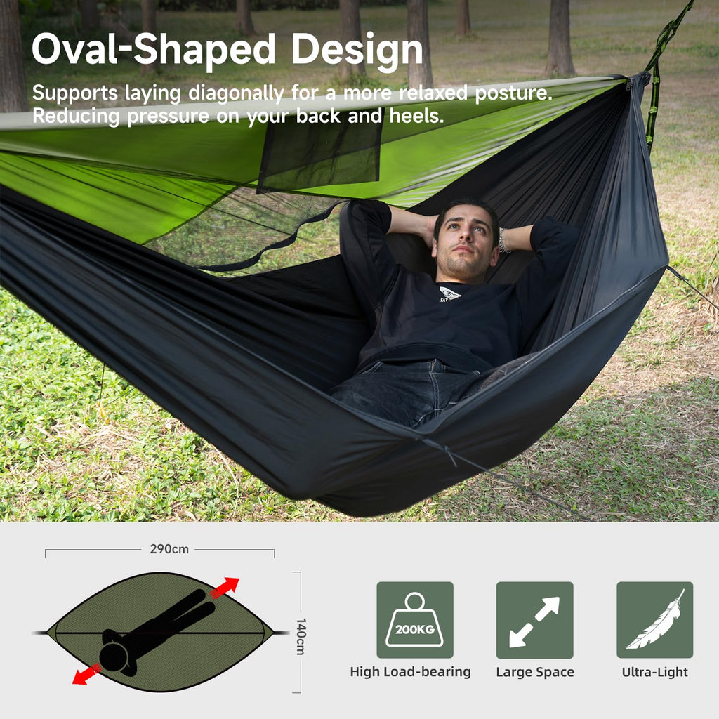 Travel Bird Camping Hammock With Mosquito Net And Sunshade, Backpacking Hammock With Ridge Rope Tree Straps, Lightweight Portabl