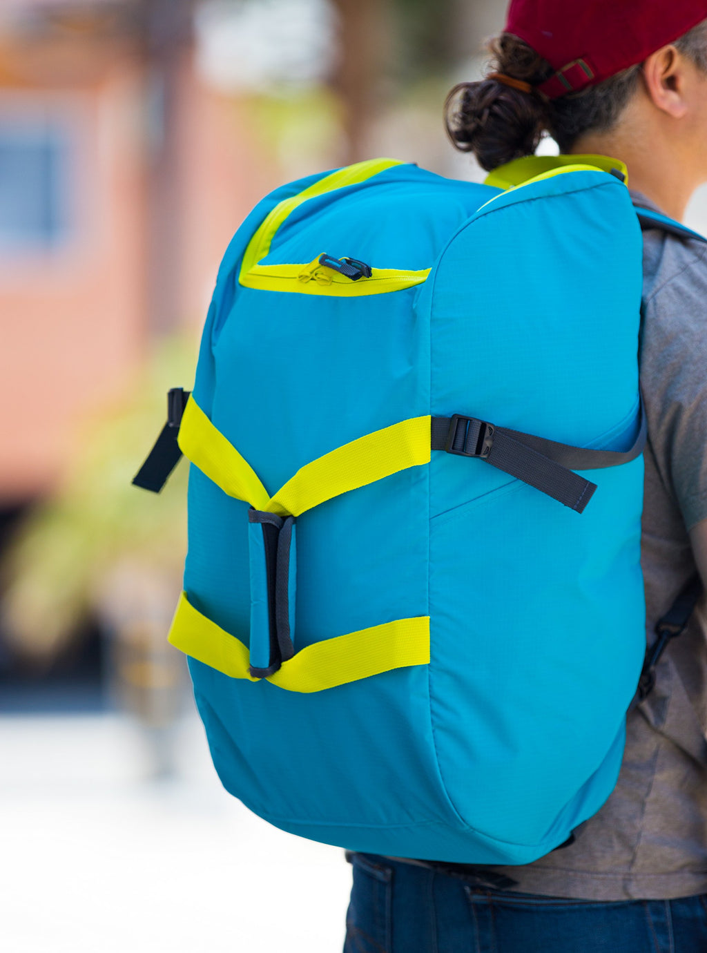 Dbest Products Smart Backpack, Teal And Yellow 4-In-1 Rolling Backpack Luggage Duffel Gym Bag Removable Dolly Laptop Tablet Pock