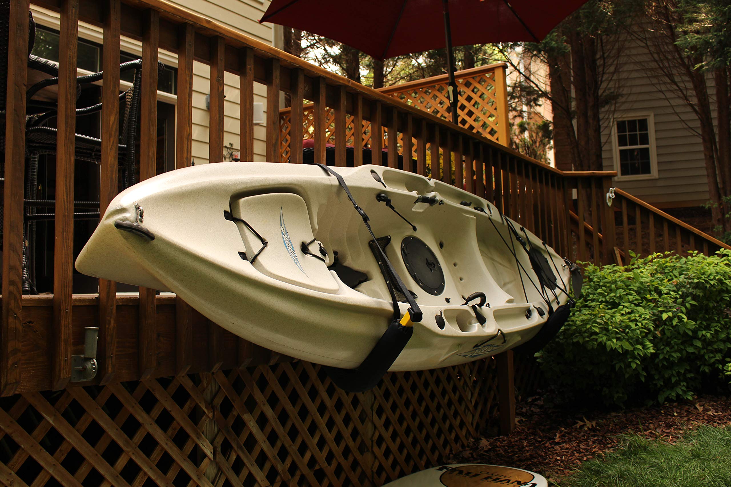 Suspenz Kayak Storage Rack, Big Ez Padded Wall Hangers/Hooks For Kayaks And Canoes, Indoor & Outdoor Wall Mounts, Powder-Coated