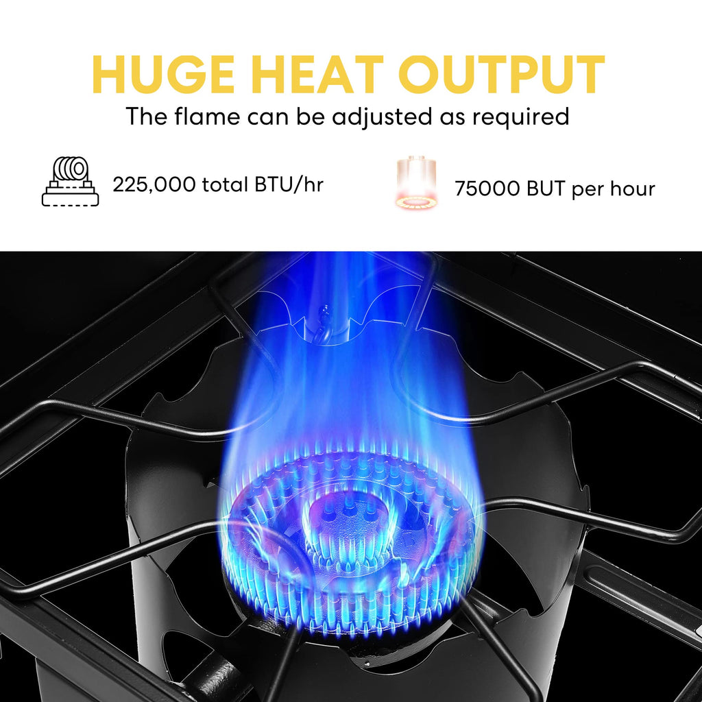 Vivohome Outdoor 3-Burner Stove, Max. 225,000 Btu/Hr, Heavy Duty Tri-Propane Cooker With Detachable Legs Stand For Camping Cooko