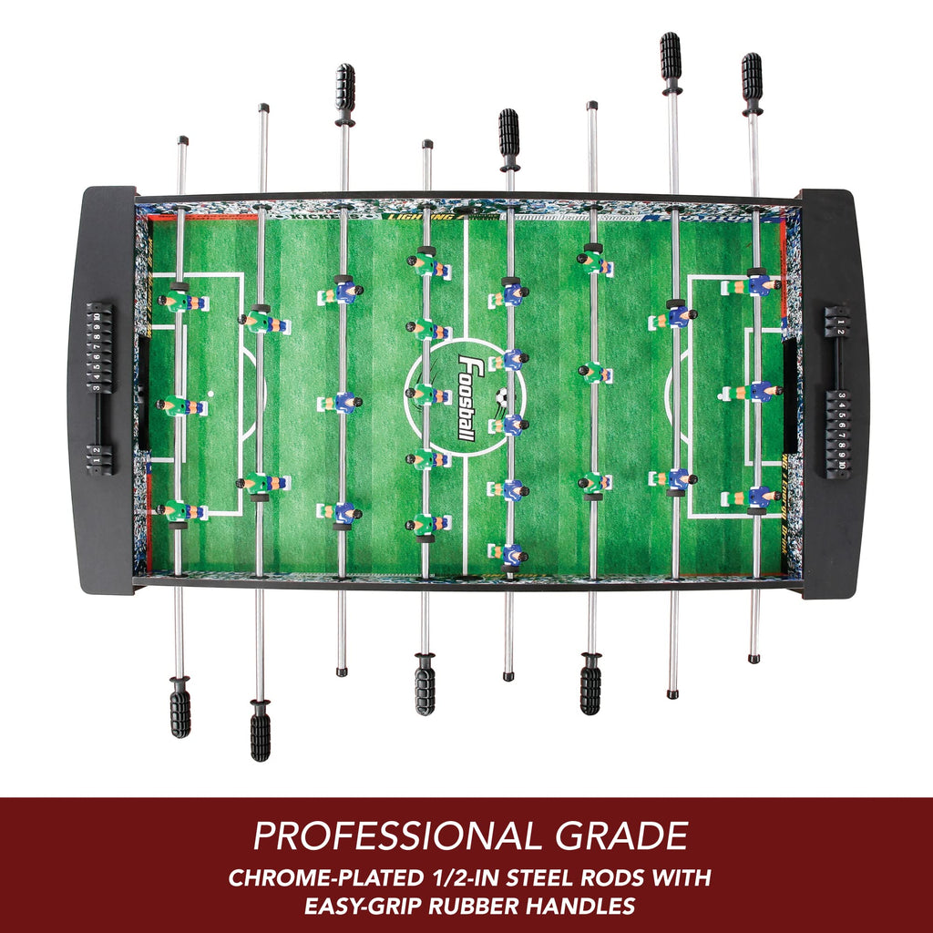 Hathaway Playoff 4 Foosball Table, Soccer Game For Kids And Adults With Ergonomic Handles, Analog Scoring And Leg Levelers, Blac