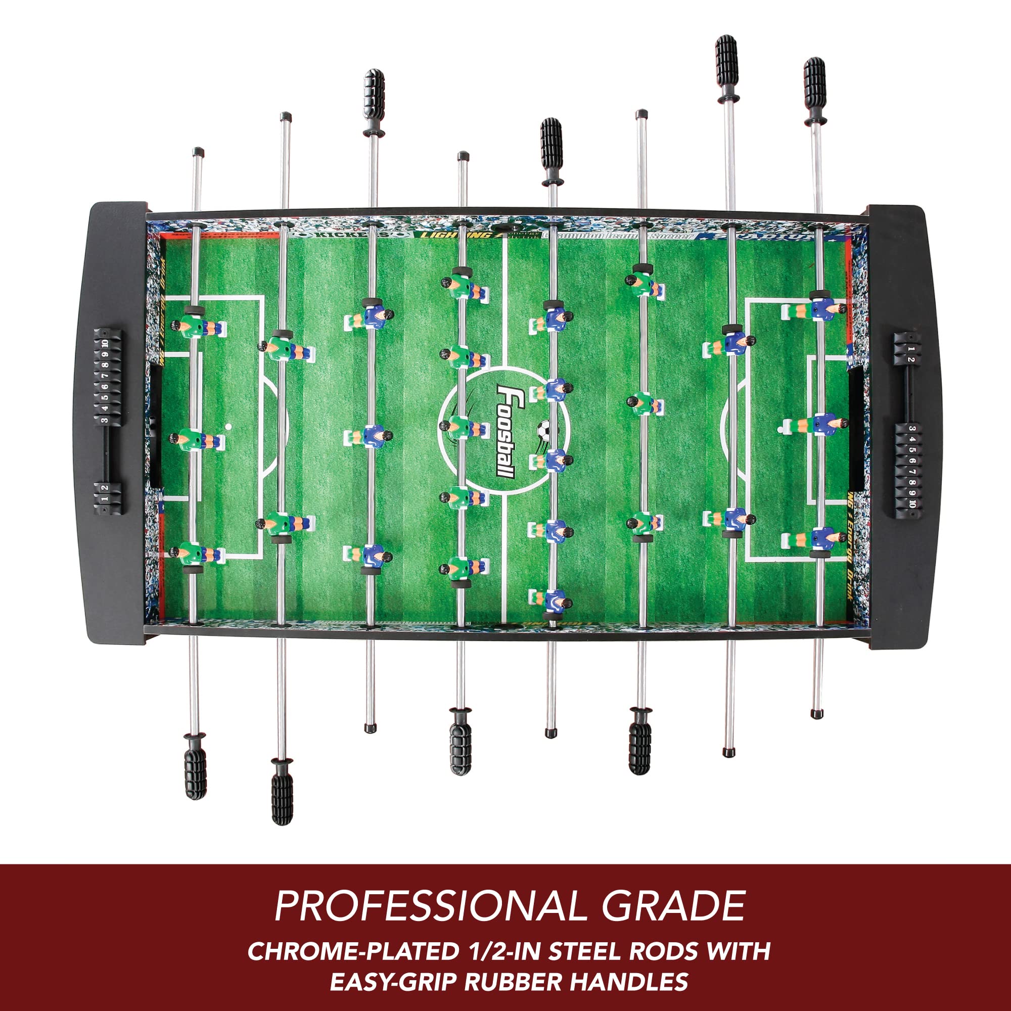 Hathaway Playoff 4 Foosball Table, Soccer Game For Kids And Adults With Ergonomic Handles, Analog Scoring And Leg Levelers, Blac
