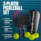 Pro Spin Pickleball Paddles - Set Of 2 Usapa-Approved Graphite Carbon Pickle Ball Paddles, 4 High-Performance Pickleball Balls,