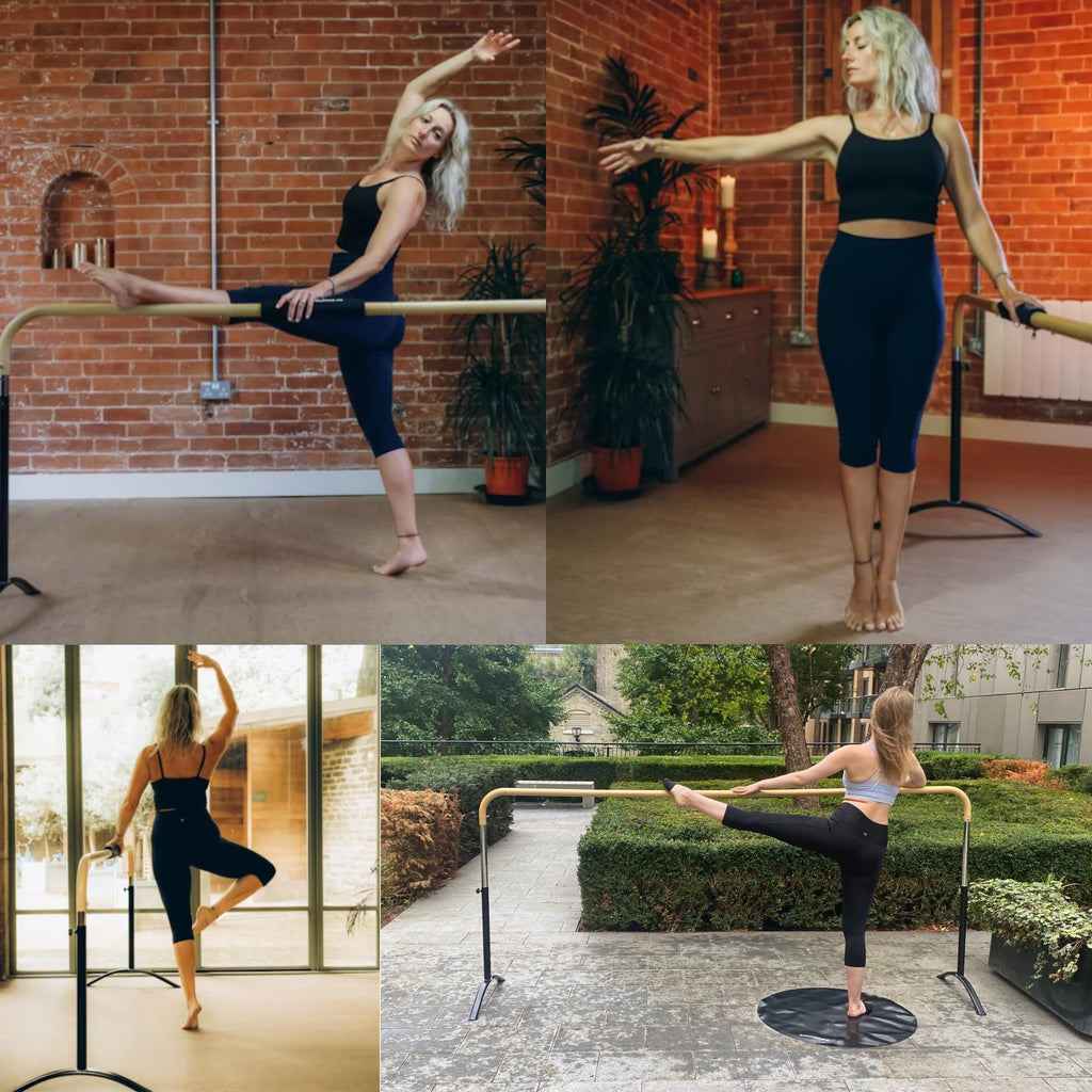 Ballet Barre Portable For Home Or Studio, 6 Ft Extendable To 12 Ft Bar With Curved Shape, Height Adjustable From 27'' To 44'', I