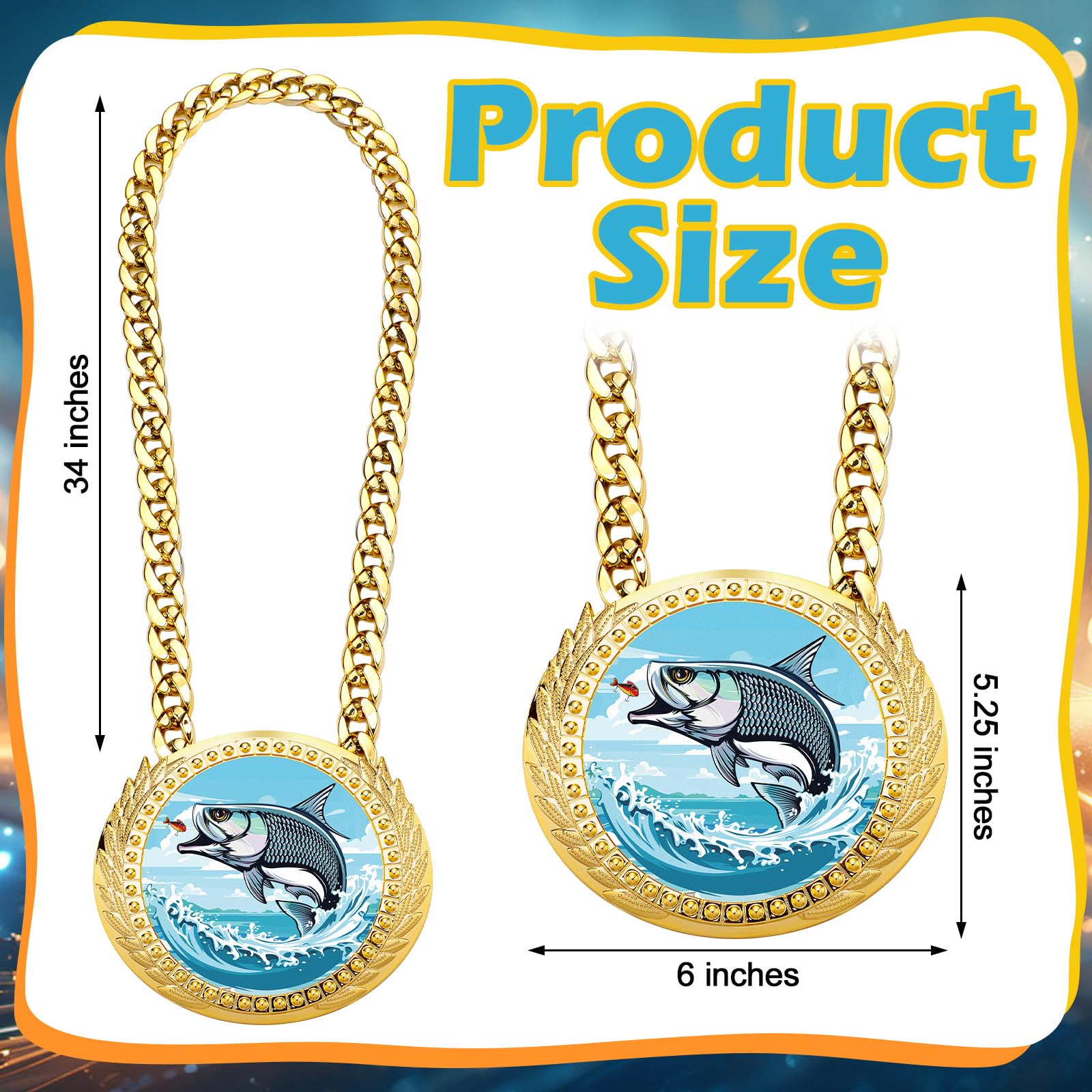Tondiamo Sports Mvp Turnover Chain Medal 6 Big Gold Champ Award Necklace Chain Baseball Basketball Football Soccer Softball Voll