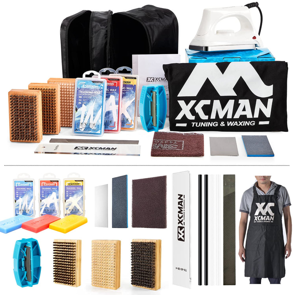 Xcman Complete Ski Snowboard Tuning And Waxing Kit With Waxing Iron,Ski Training Wax,Edge Tuner,Ptex,Ski Waxing Brush,Waxing Scr