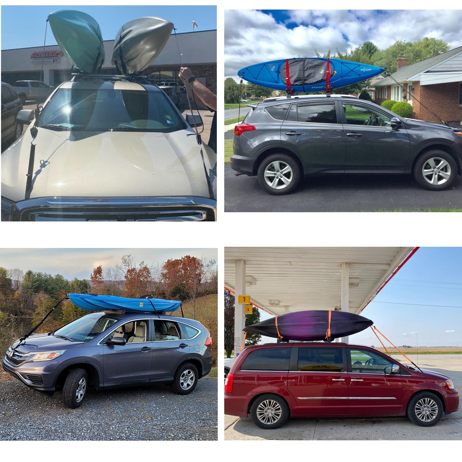 Fishyuan Quick Loops - Fast Kayak And Canoe Tie Down Anchor Straps For Car Hoods And Trunks