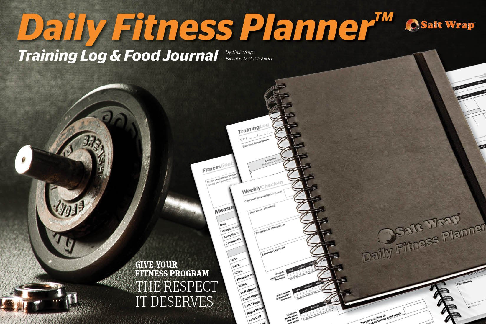 Saltwrap Daily Fitness Planner - Gym Workout Training Log, Weightlifting Exercise Journal, And Food/Diet Tracker - Daily And Wee